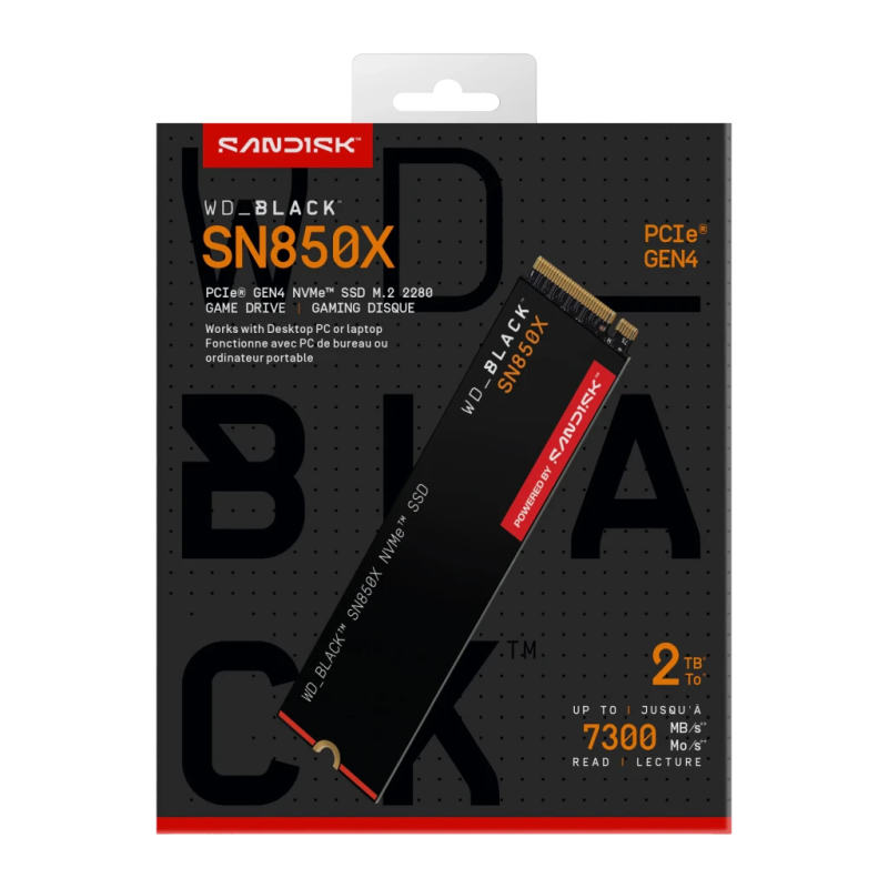 WD_BLACK SN850X 2TB NVMe M.2 PCIe 4.0 2280 7300MB/s SSD