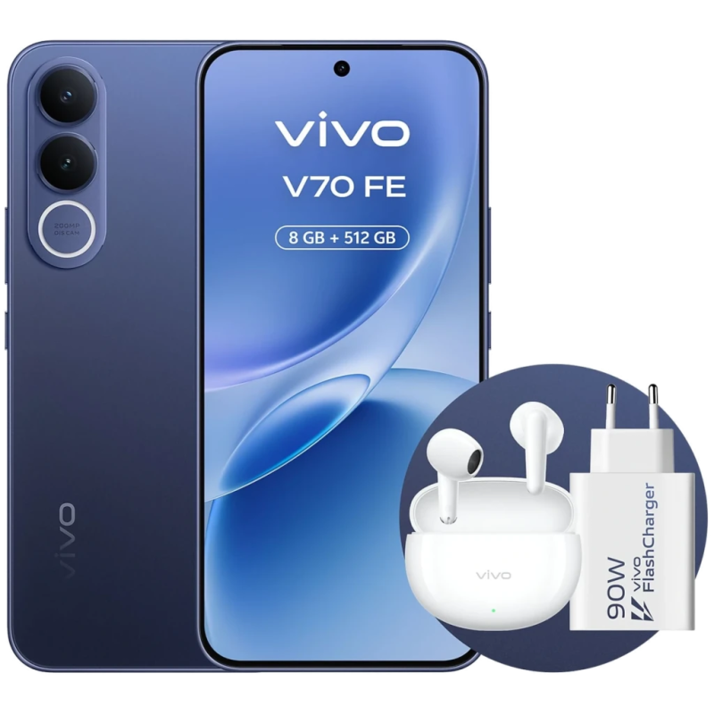 Vivo V70 FE 5G 8GB/512GB Bleu 6,83 pouces AMOLED 120Hz 200MP 7000mAh NFC + Chargeur 90W + Écouteurs