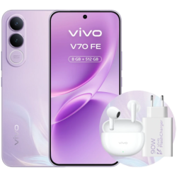 Vivo V70 FE 5G 8GB/512GB Lilas 6,83 pouces AMOLED 120Hz 200MP 7000mAh NFC + Chargeur 90W + Écouteurs